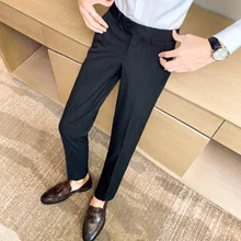 

Autumn Winter Men's Wear Straight Leg Stripe Pants Men's Wear Business Casual Pants Handsome Gorgeous Men's Wear Western Pants
