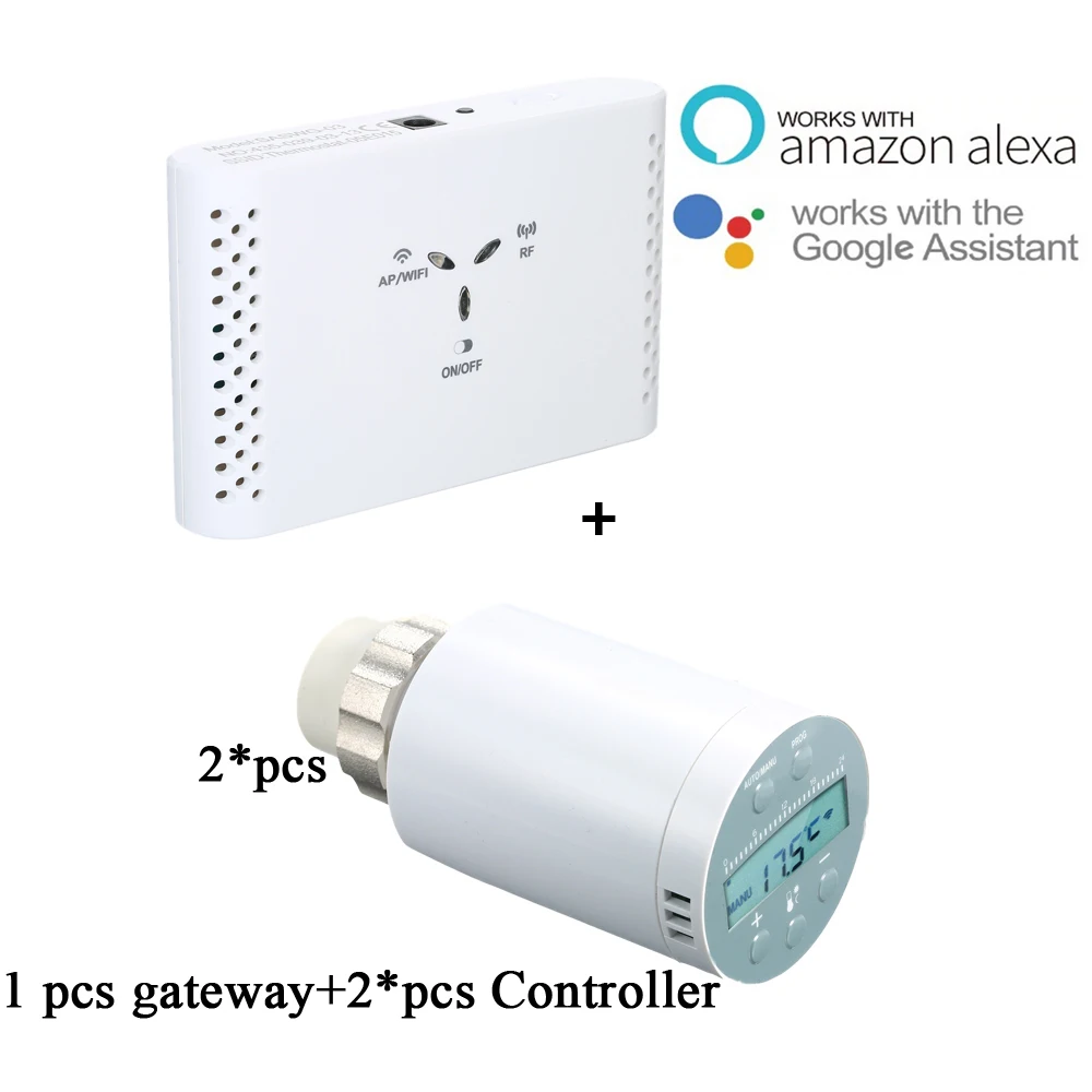 with 2 Controller SEA801-APP Wifi термостат температурный контроллер Отопление точный TRV Умный клапан радиатора программируемый термостат - Цвет: with 2 Controller
