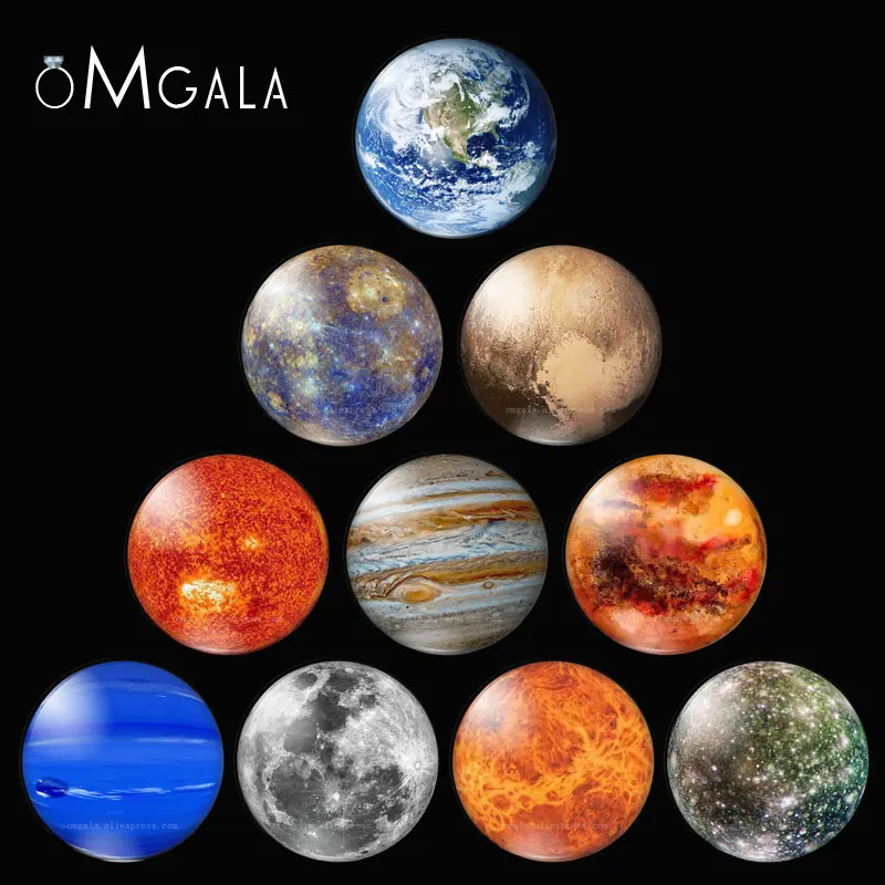 12/16/18-/.. Jewelry Blanks Glass Cabochon Planet Earth-Solar-System Universe Full-Moon