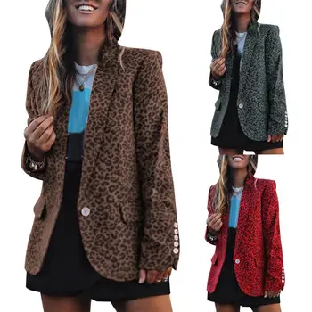 

Suit Jacket Female 2019 Autumn New lapel Slim Leopard Temperament Suit Collar One Button Long Sleeve Small Suit Tide 3 color