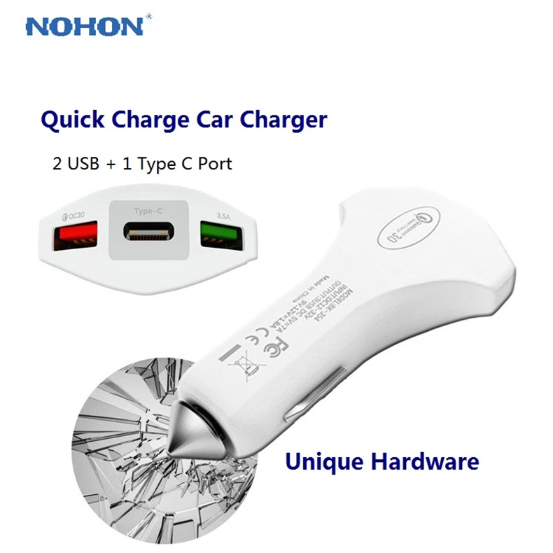 NOHON Quick Charge 3,0 USB Автомобильное зарядное устройство для iPhone 11 Pro Max интеллектуальное QC3.0 быстрое PD автомобильное зарядное устройство для телефона Xiaomi huawei P30