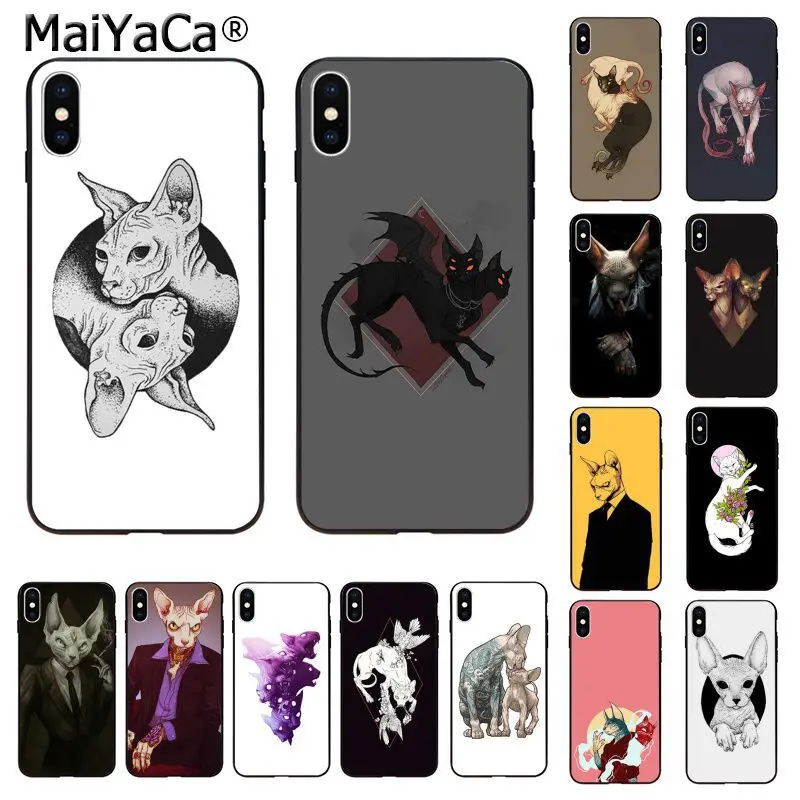 

MaiYaCa animal Sphynx Hairless cat DIY Printing Drawing Phone Case cover Shell for iphone 11 pro 8 7 66S Plus X XS MAX 55S SE XR