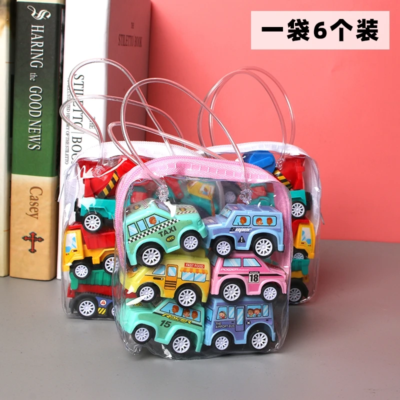 

Car Alloy Iron Shell 6Pcs Set Toy RacingMini Small Gift Toys for Children Boys Taxi Model Inertia Sliding Rail