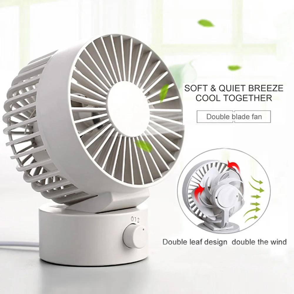 Portable Mini USB Fan Double Side Leaf 