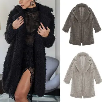 

Autumn Winter Women Long Sleeve Cardigan Soft Jacket Slim Fit Long Fleece Coats