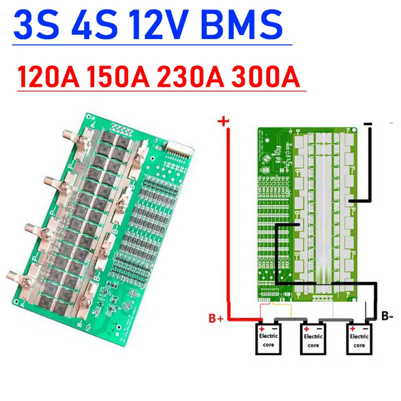 3S 4S 12V 120A 150A 230A 300A BMS Li-ion LifePo4 Lithium Battery ...