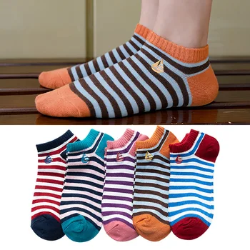 

Design Women Sock Female Thin Socks Striped Adult Colorful Happy Casual Boat Sox Elegant Couples Cotton Hip Hop Autumn Sokken