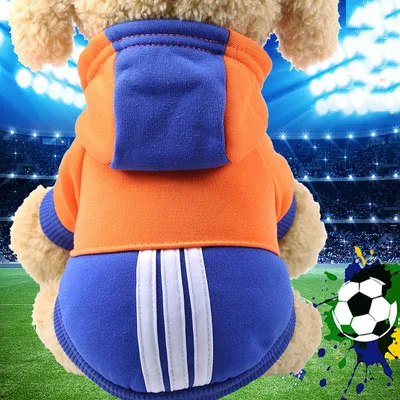Orange blue Pet Dog Clothes Winter Warm Soft Sports Hoodies For Small Dogs Chihuahua Pug French Bulldog Clothing Puppy Dog Cat Coat Jacket - Цвет: Orange blue