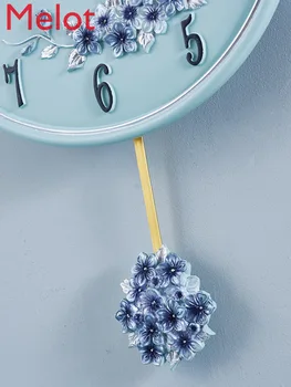 

Wall Clock Living Room Nordic Modern Minimalist Creative Fashion Punch-Free Art Mute Clock Wall-Mounted home decor