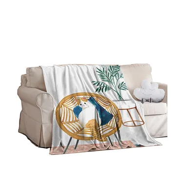 

Ins Cartoon Summer Blankets Soft Flannel Air-conditioning Blanket Car Nap Throw Children Sleeping Throws Bed Sheet for Adults