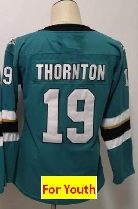 Все Прошитые Молодежные Детские трикотажные изделия Brent Burns Erik Karlsson Joe Thornton Logan от кутюр Joe Pavelski Evander Kane - Цвет: Зеленый
