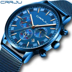 Мужские спортивные часы CRRJU лучший бренд класса люкс кварцевые полностью стальные мужские часы Военные кемпинг водонепроницаемый