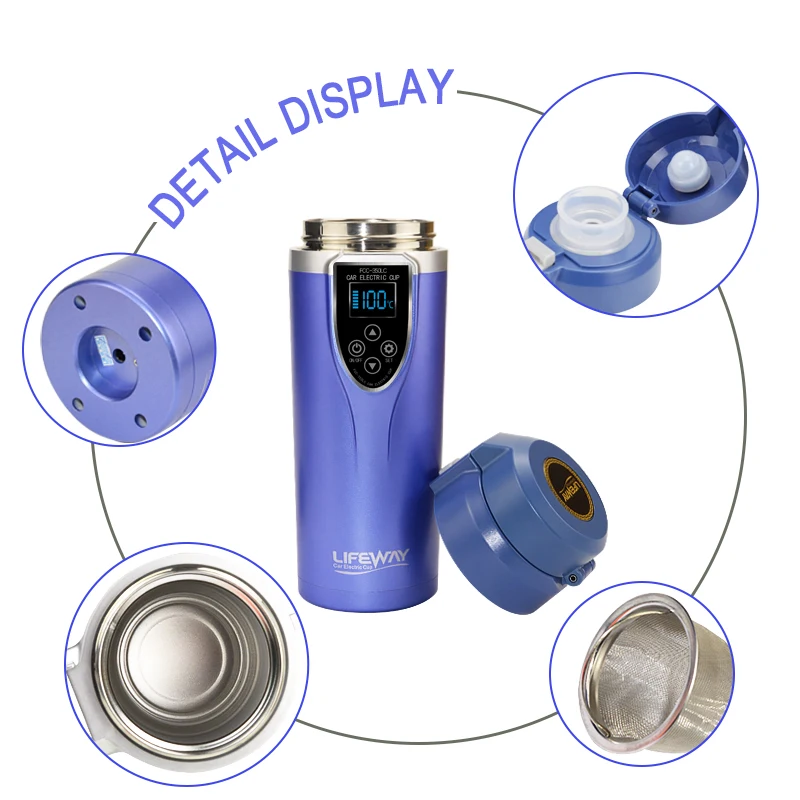  350ML 12V Car Kettle Auto car Heating Cup Adjustable Temperature Boiling Mug Portable stainless ste