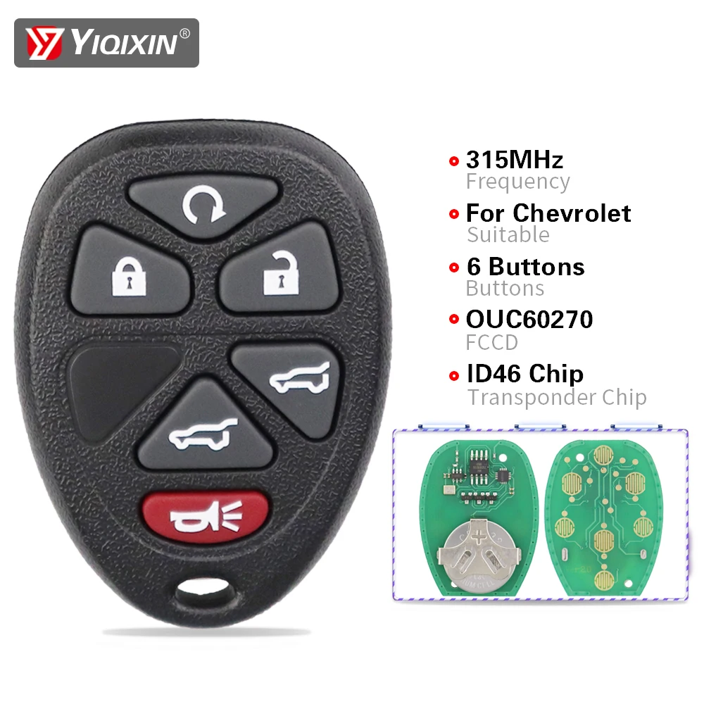 

YIQIXIN Remote Control Car Key FCC ID OUC60270/KOBGT04A Transponder 315Mhz For Chevrolet Tahoe Traverse GMC Yukon For Cadillac