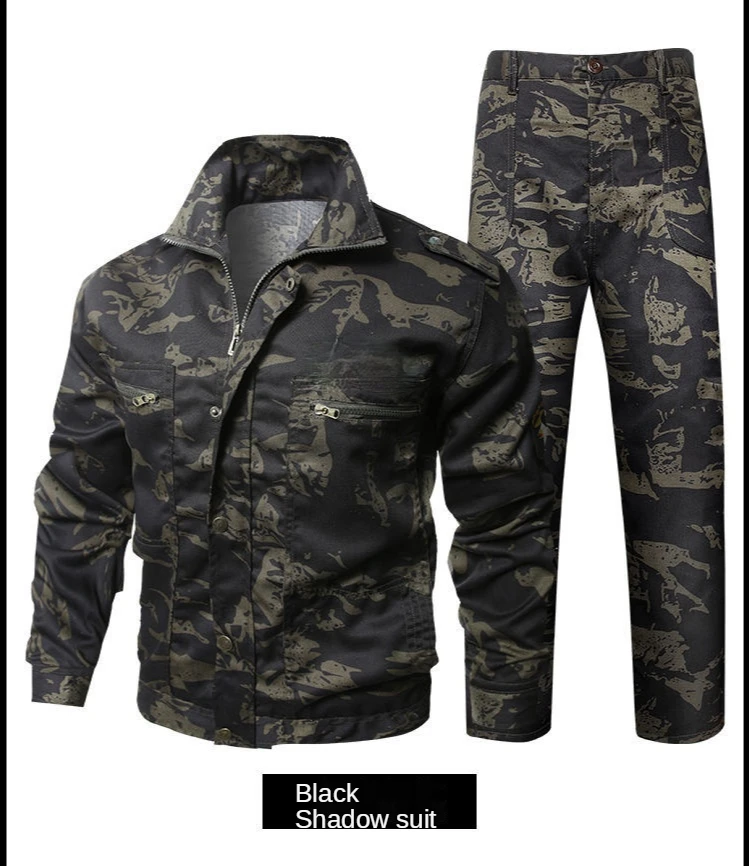 Camouflage Men 's Suit 2021 Spring and Autumn Youth Military Training Wear-Resistant Sweat-Absorbent Trousers Two - Piece Suit Camouflage Men 's Suit 2021 Spring and Autumn Youth Military Training Wear-Resistant Sweat-Absorbent Trousers Two - Piece Suit