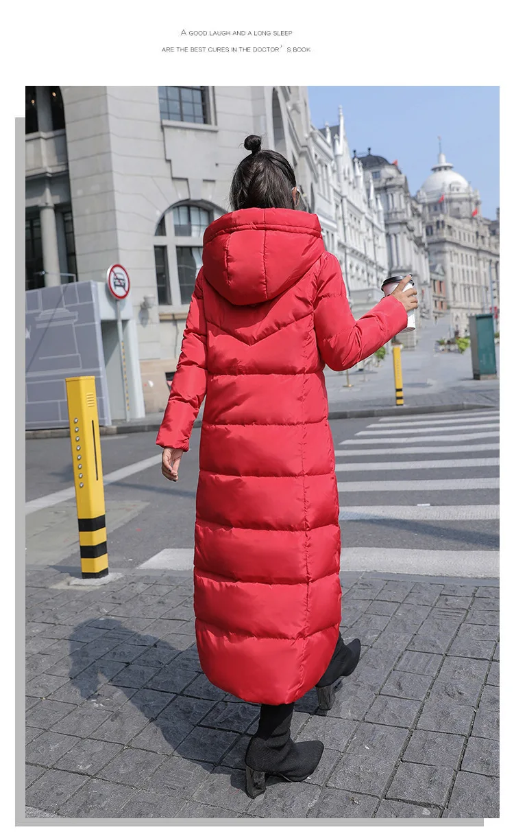Hot Selling Wholesale Winter New Style Foreign Trade down Jacket Women's Mid-length Slim Fit over-the-Knee Coat Women's Thi