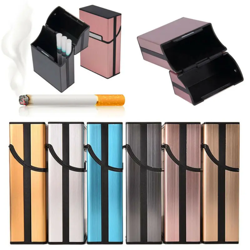 Estuche Para Cigarros GERMANUS – Fabricado En Alemania, De Acero Y Cuero Negro, Para 14 Unidades