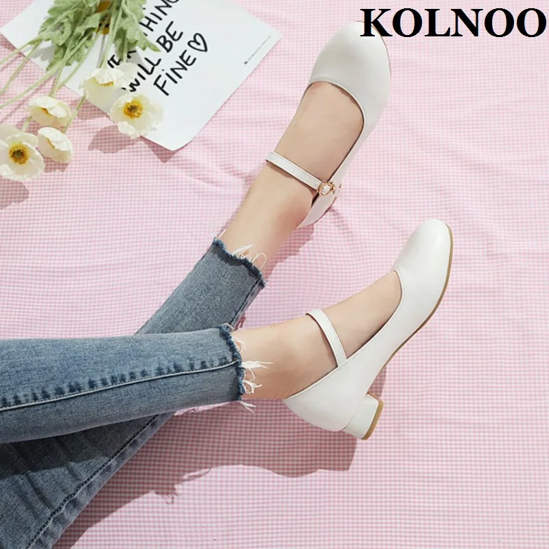 

Kolnoo New Simple Women Low Heel Pumps Faux Leather Big Size 35-47 Daily Wear Party Dress Shoes Sweet Students Fashion Hot Shoes