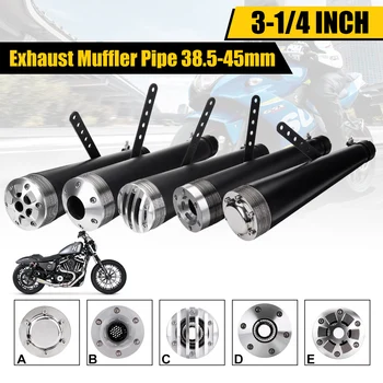 

38-45mm Retro Black Motorbike Motorcycle Muffler Exhaust Pipe with 3 Adapters For Sportster 2014 2015 2016 2017