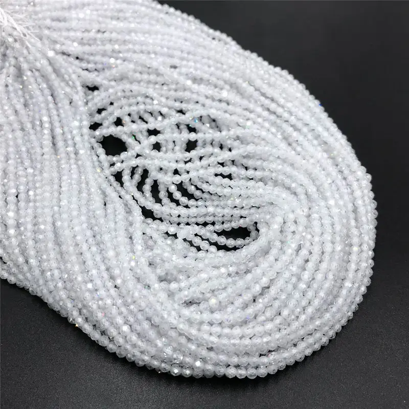 

2mm Small Natural Stone Faceted White Green Purple Zircon Beads Loose Spacer Beads For DIY Jewelry Making Supplies Wholesale