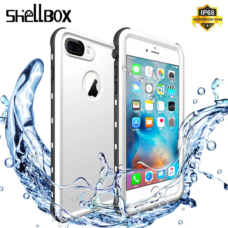 SHELLBOX Waterproof Phone Case For iPhone 7 8 5 6 Plus 360 Protector Shockproof Swimming Coque Cover for Apple Underwater Cases