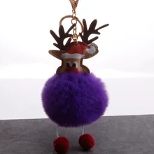 Pu оленей помпон брелок для ключей стиль мультфильм Санта Клаус висячий ворсистый шар подвесные творческая Автомобильная женская сумка посылка кулон