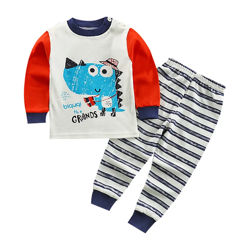 Костюм для сна с героями мультфильмов для девочек Повседневная Детская Хлопковая пижама комплект одежды для мальчиков, Детская футболка с длинными рукавами+ штаны, 2 предмета