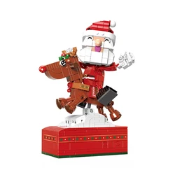 Série thème de noël, jeu de construction de boîte à musique renne, jouets pour enfants, cadeaux de noël 