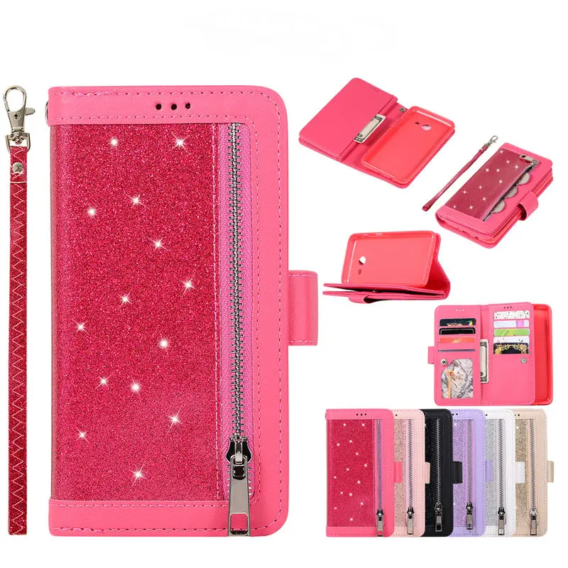 

Glitter Wallet Case for Samsung Galaxy A5 A6 A7 A8 J4 J6 J7 Plus 2018 Luxury Leather Flip Phone Cover Fashion Card Holder