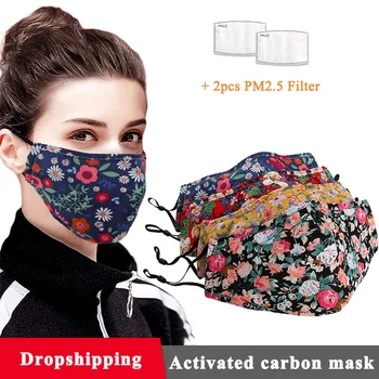 

Universal Face Masks Cotton Dustproof Reusable Adjust Printing Mask with 2 Filters Mouth Cover Washable Fabric Mask Mascarillas
