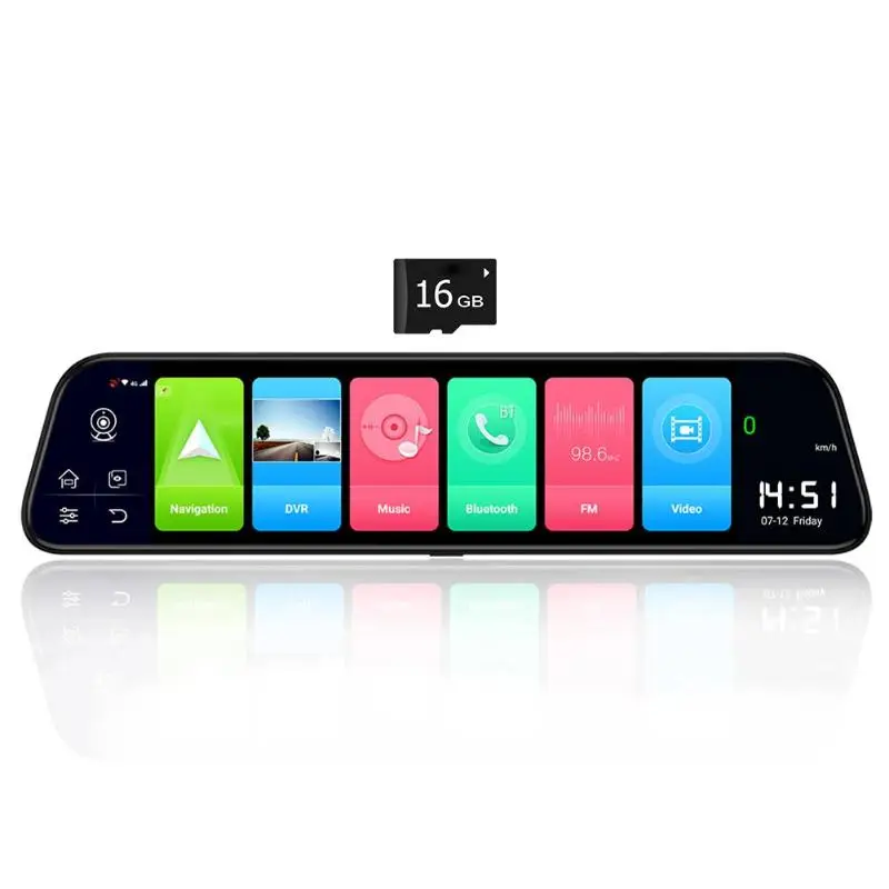 12 дюймов 4G Автомобильный видеорегистратор камера Android 8,1 2 ГБ+ 32 ГБ gps Navi зеркало заднего вида Dashcam FM ночного видения ADAS gps WDR wifi