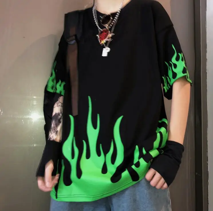 neon green flame shirt