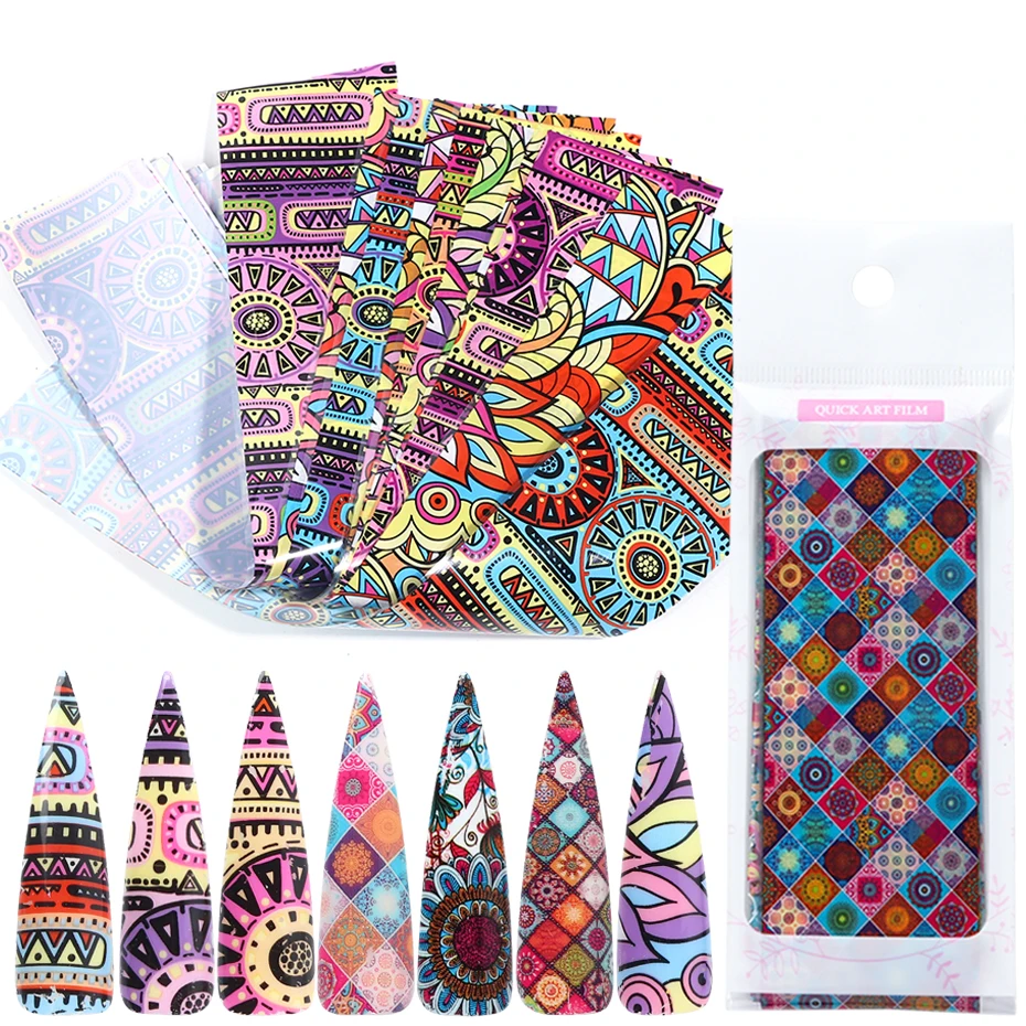 10 шт 20*4 см Фольга для ногтей наклейки-лак микс Ретро цветок переводные наклейки слайдер для художественное оформление ногтей маникюр SAXKH40-53-55