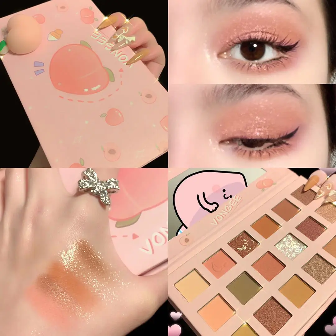 Korean Makeup Eyeshadow Palette Glitter Pink Peach Eye Makeup Soft