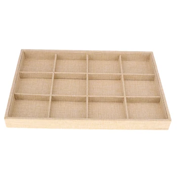 

12-Slot Jute Lining Jewelry Box Bangle Ring Organiser Holder Beige
