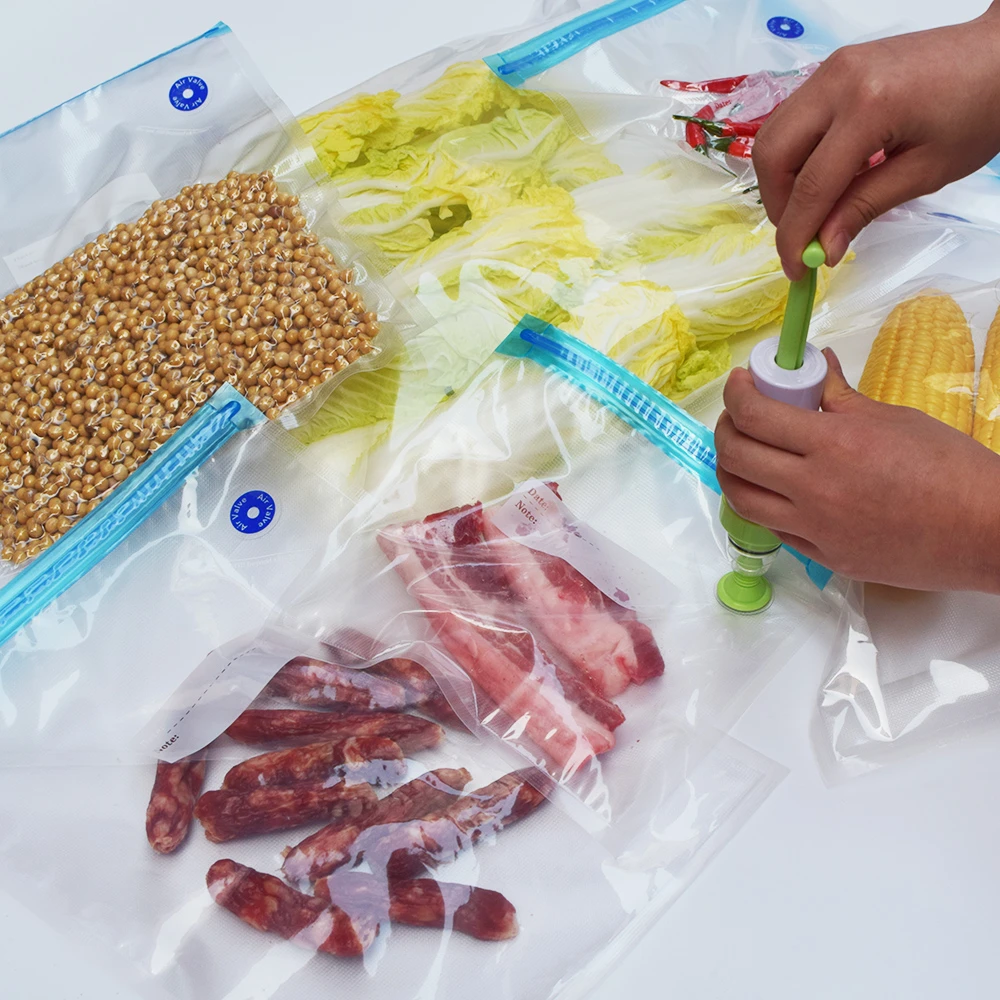 Estacionario Lírico apuntalar 20 unids/set bolsa Kits de almacenamiento al vacío de comida bolsas de  sellado con bomba de mano de la bolsa de sellado de Clips de plástico para  almacenamiento de alimentos de congelación|Envoltorio