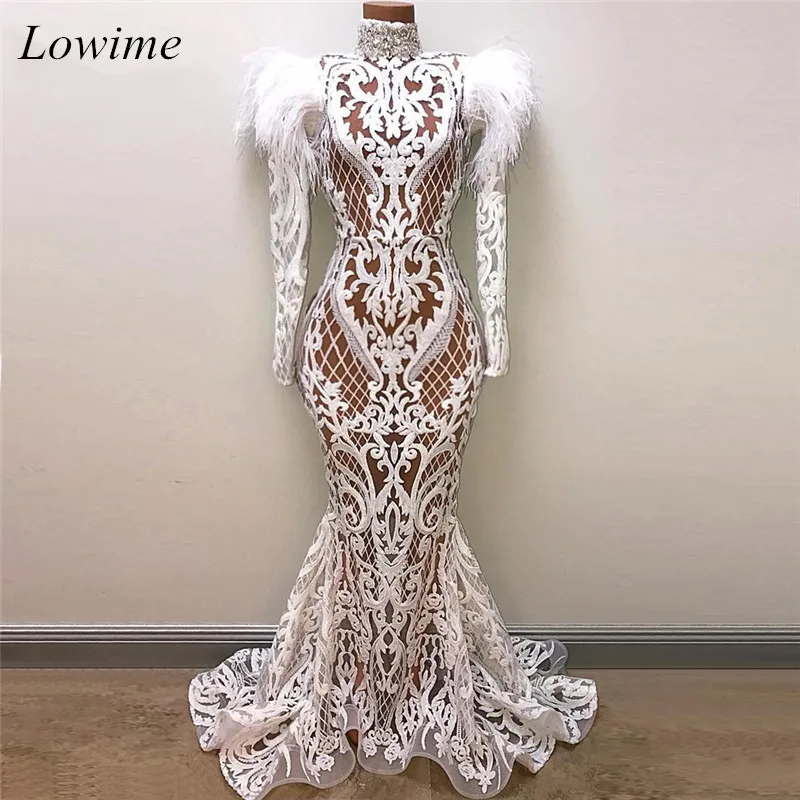 plus size white feather dress