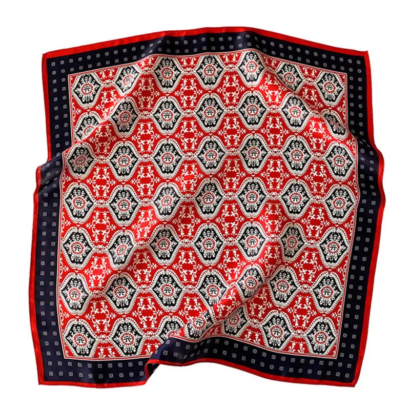 New 100% Real Silk Satin Women Scarf 2024 Flower Printed Foulard Femme Square Head Scarfs Bandana Shawl Gift For Lady Hijab 5