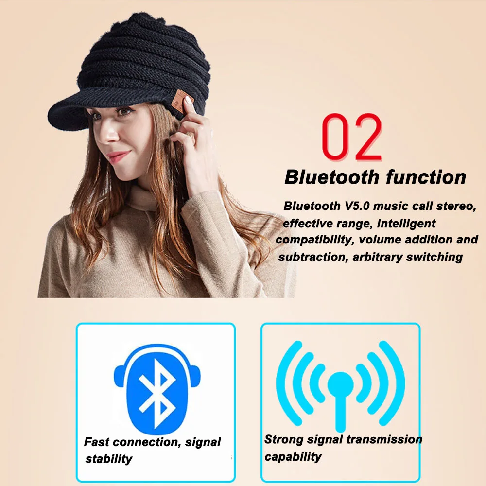 JINSERTA Bluetooth 5,0 наушники Музыкальная шляпа беспроводные наушники модная теплая шапка стерео гарнитура с микрофоном для громкой связи