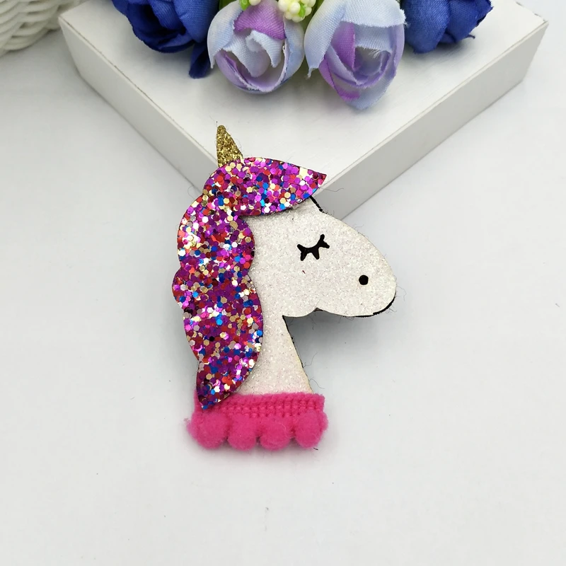 6pcs Mixed Appliques Glitter Unicorn Shiny Glitter Patches Applique Wedding DIY Sewing Patch Hair Bow