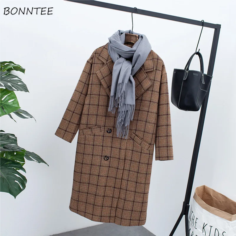 

Wool Blends Women Warm Elegant High Quality Soft Autumn Winter New Female Korean Style Loose Plus Velvet Womens Clothing Casual