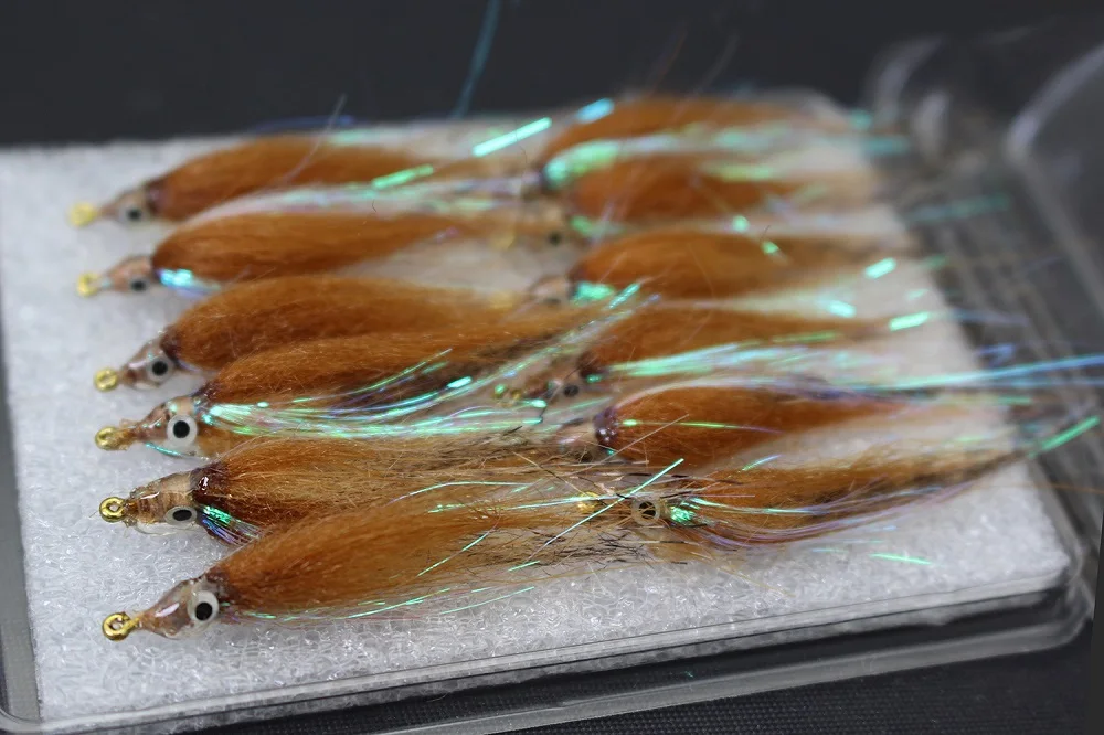 Tigofly 12 шт. 6 цветов Сияющие полярные жарки медленно тонущий лосось форель Steelhead гольян рыболовные крючки мухи приманки муха набор-Размер#8 - Цвет: Brown