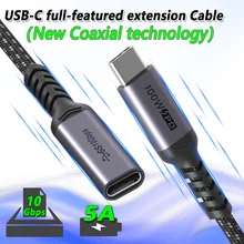Coaxial USB C Extension Cable Type C Extender Cord USB-C Thunderbolt 3 for Macbook Nintendo Switch USB 3.1 USB Extension Cable
