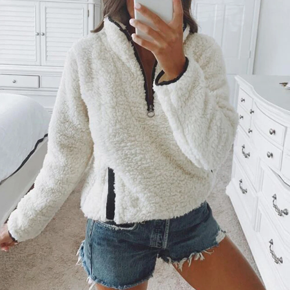 invierno Jersey peludo casual polar de lana de gran tamaveno de las mujeres, suéter de 60 S de suéteres de invierno abrigo m