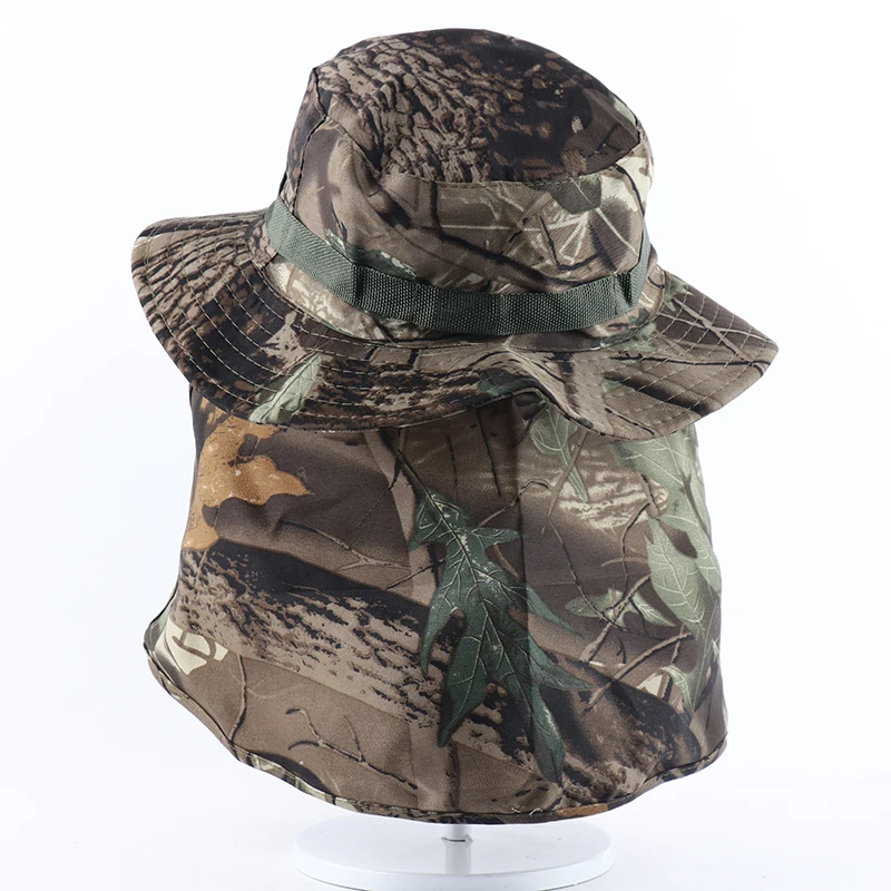 CAMOLAND Military Boonie Hats With Neck Flap Mens Women Camouflage Bucket Hat Outdoor Fishing Hiking UPF 50+ Sun Hats
