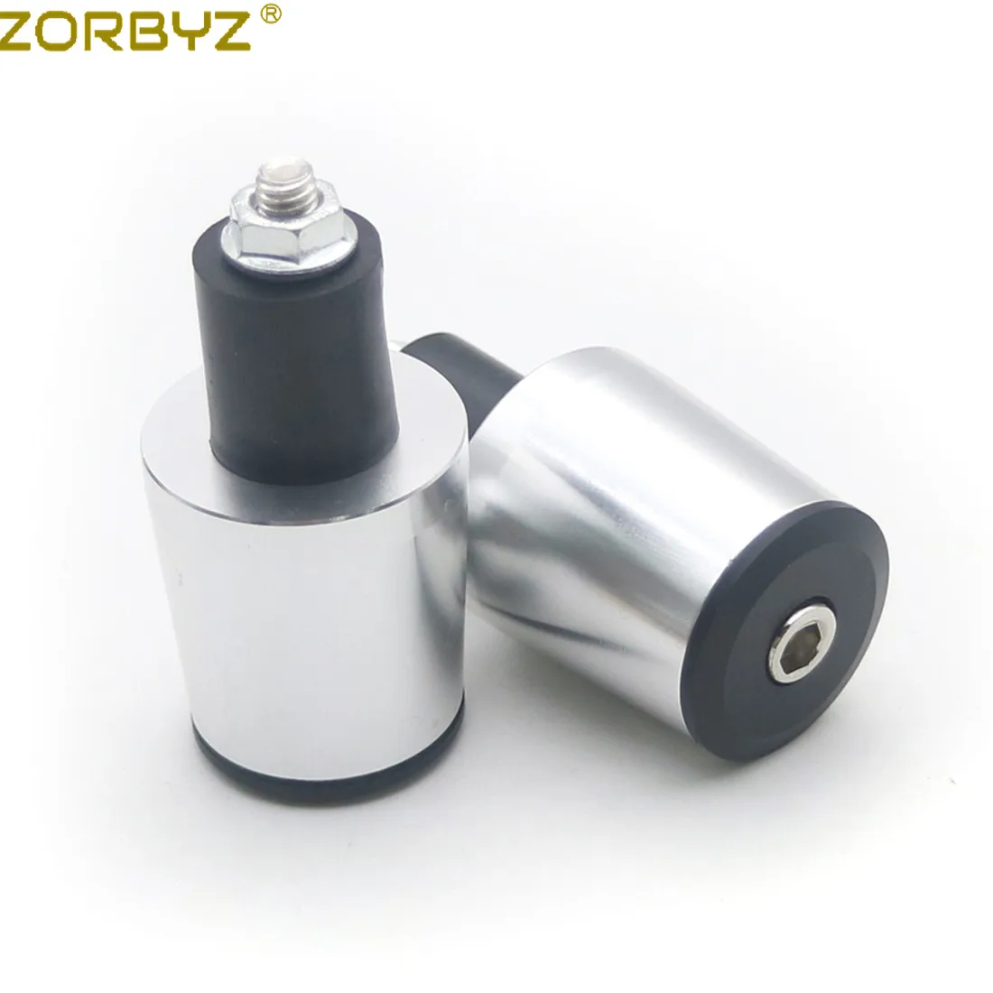 ZORBYZ пара 7/8 ''22 мм Мотоцикл с ЧПУ алюминиевый руль рукоятка торцевой ползунок колпачок штекер для Honda Suzuki Yamaha Kawasaki KTM - Цвет: Silver color