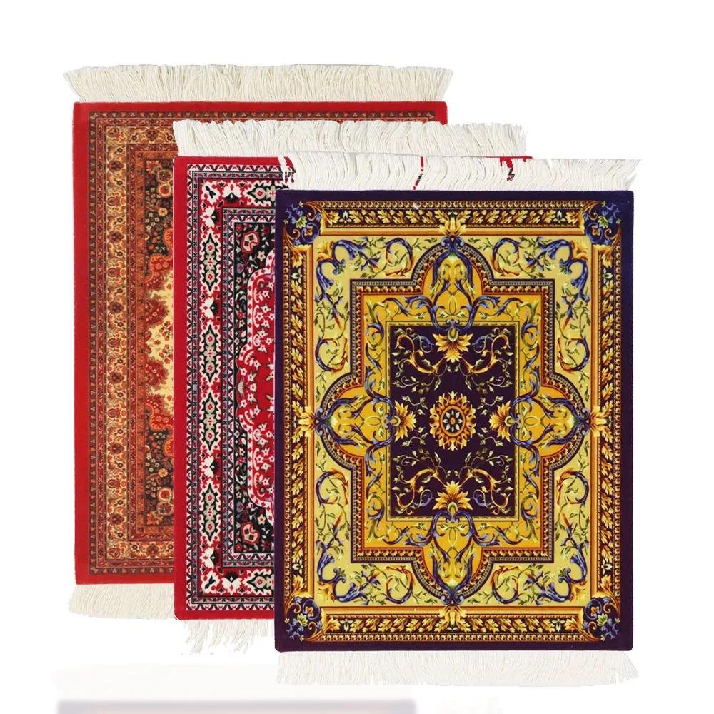 Tanie Perski Mini tkany dywanik podkładka pod mysz w stylu Retro dywan wzór kubek laptop sklep