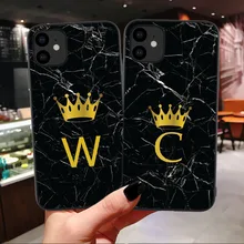 Estuche personalizado para iPhone 11 Pro Max 2019 corona rey letra A B C D E F G H J funda suave K para iPhone 6S 7 8 Plus X XS Max XR