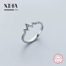 Мизинцовое штабелируемое геометрическое кольцо «сердцебиение» для женщин 925 пробы Серебряное минималистичное регулируемое кольцо детские ювелирные изделия для девочек