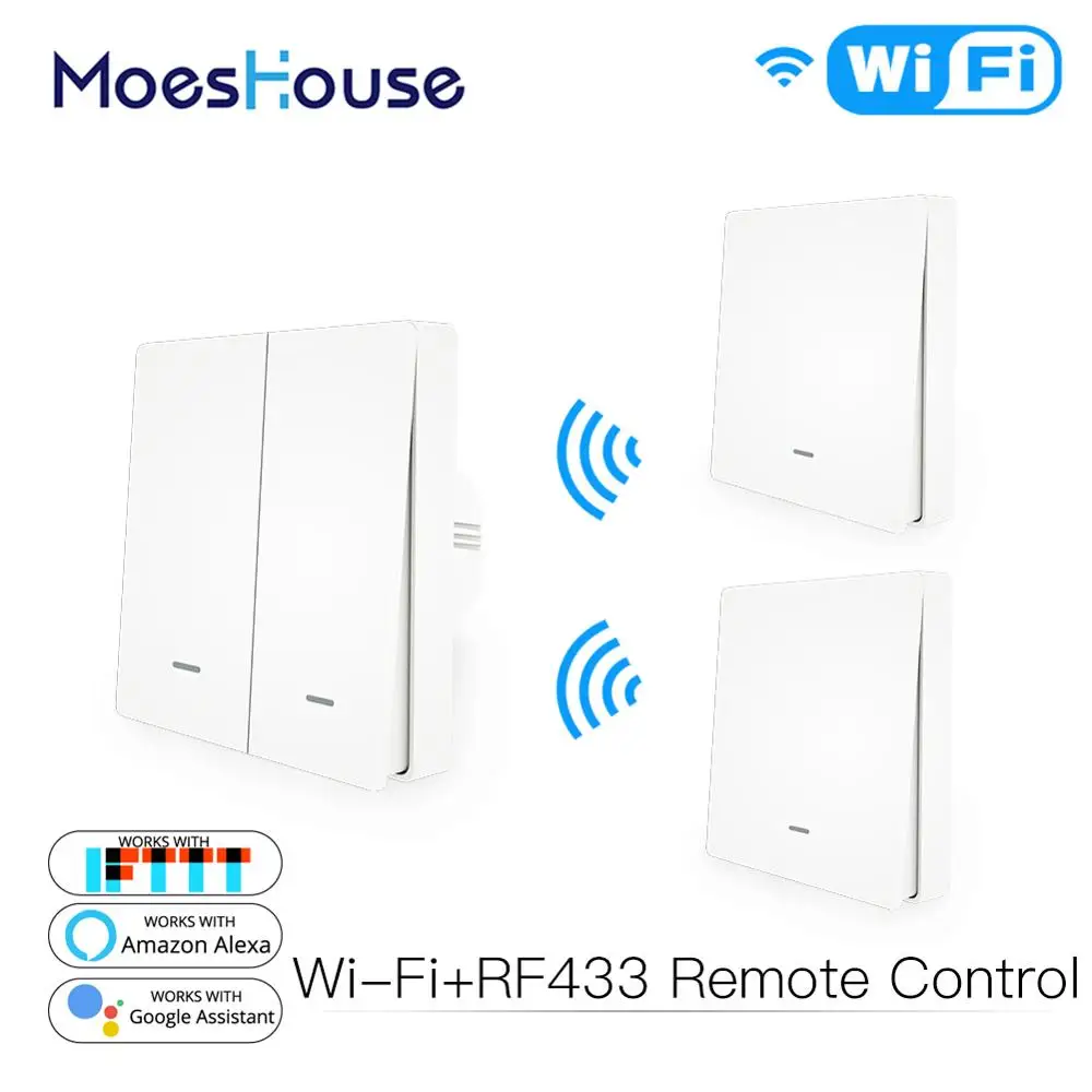  WiFi Smart Push Button Switch RF433 Wall Panel Transmitter Kit Smart life Tuya App Remote Control W - 4000241193526